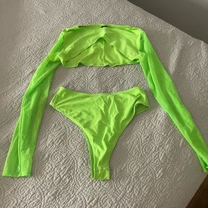Freedom Rave Wear Neon green two piece